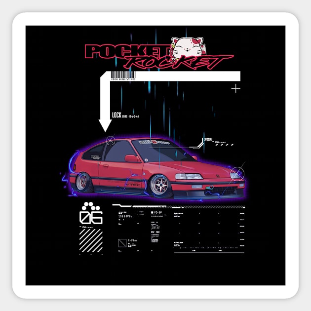 JDM CRX Pocket Rocket T-Shirt Mug Coffee Mug Apparel Hoodie Sticker Gift Sticker by Kongcept Design